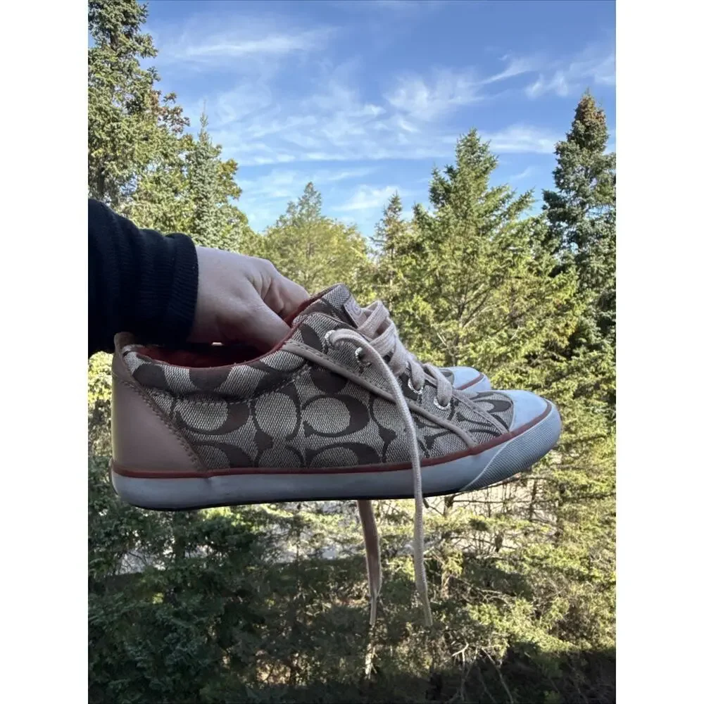 Coach Barrett Women's Sneaker 6M Metallic Pink Canvas Casual Lace-Up Shoes